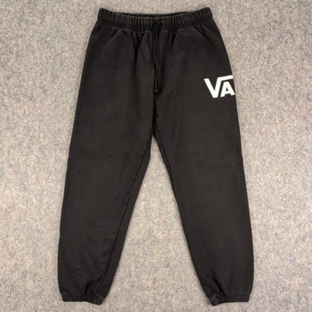 Vans Sweatpants Mens Small Black Fleece Joggers Elastic Waist Pockets Skate